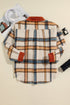 Casual Plaid Print Buttoned Collared Plus Size Outerwear