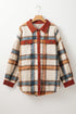 Casual Plaid Print Buttoned Collared Plus Size Outerwear
