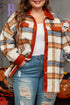 Casual Plaid Print Buttoned Collared Plus Size Outerwear