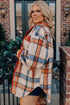 Casual Plaid Print Buttoned Collared Plus Size Outerwear
