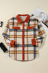 Casual Plaid Print Buttoned Collared Plus Size Outerwear