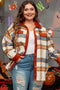 Casual Plaid Print Buttoned Collared Plus Size Outerwear