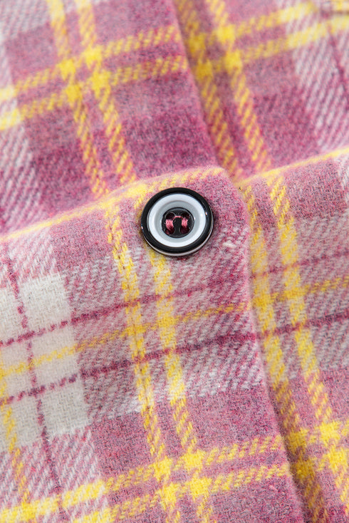 Casual Plaid Print Chest Pocket Long Sleeve Shacket