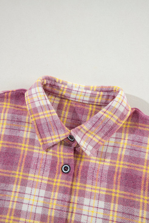 Casual Plaid Print Chest Pocket Long Sleeve Shacket