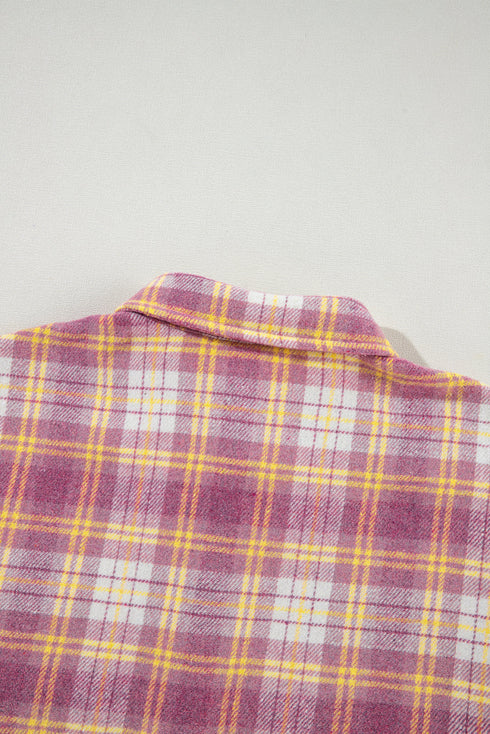 Casual Plaid Print Chest Pocket Long Sleeve Shacket