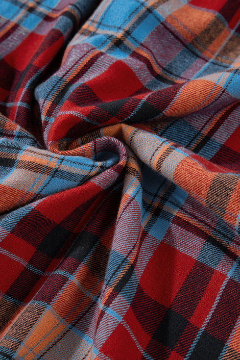 Casual Plaid Print Cotton Button Up Shirt