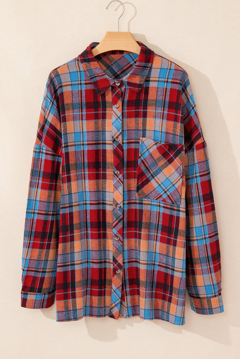 Casual Plaid Print Cotton Button Up Shirt