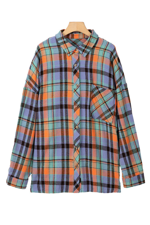 Casual Plaid Print Cotton Button Up Shirt