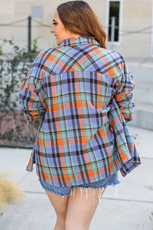 Casual Plaid Print Cotton Button Up Shirt