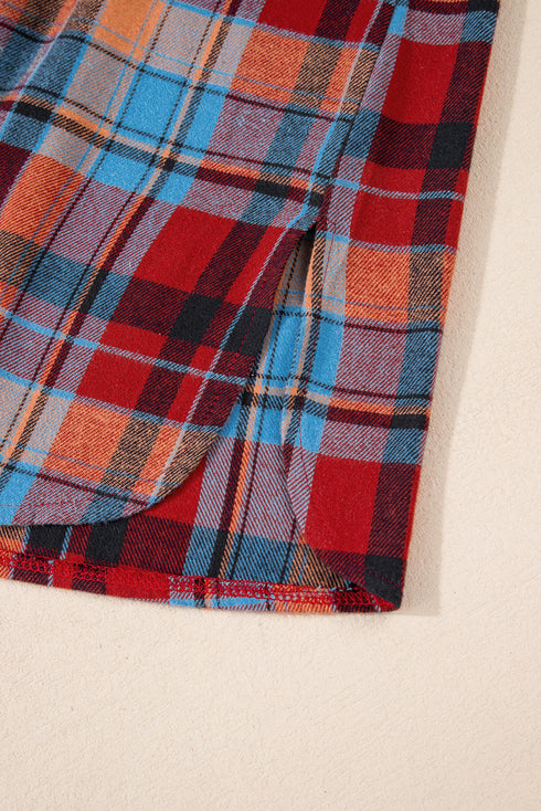Casual Plaid Print Cotton Button Up Shirt