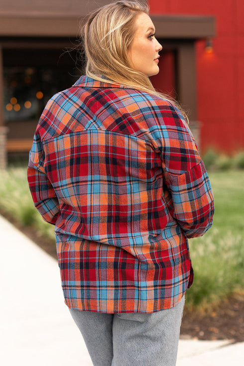 Casual Plaid Print Cotton Button Up Shirt