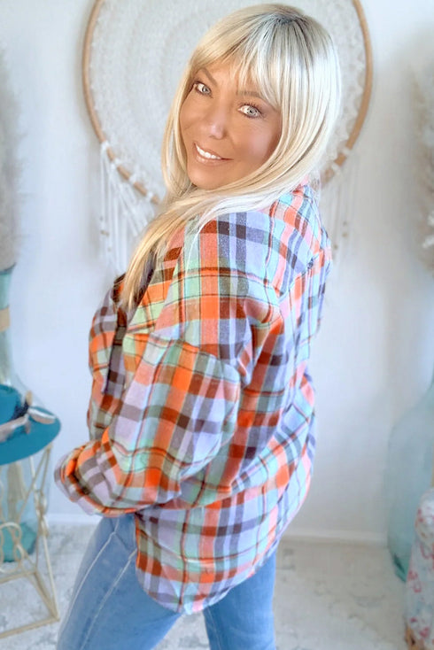 Casual Plaid Print Cotton Button Up Shirt