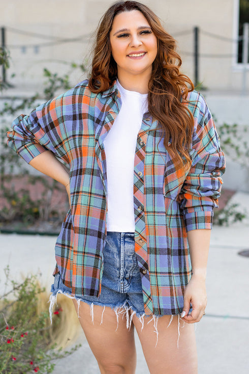 Casual Plaid Print Cotton Button Up Shirt