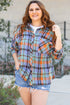 Casual Plaid Print Cotton Button Up Shirt