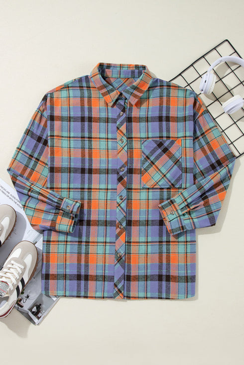 Casual Plaid Print Cotton Button Up Shirt