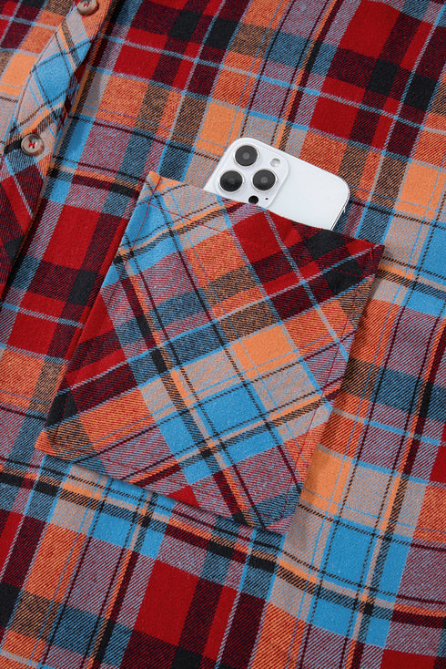Casual Plaid Print Cotton Button Up Shirt