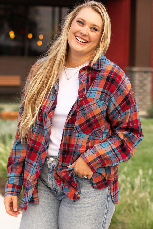 Casual Plaid Print Cotton Button Up Shirt