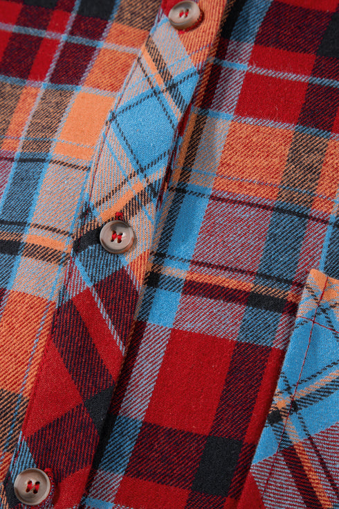 Casual Plaid Print Cotton Button Up Shirt