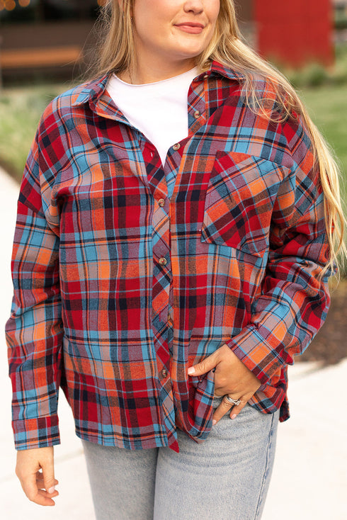 Casual Plaid Print Cotton Button Up Shirt
