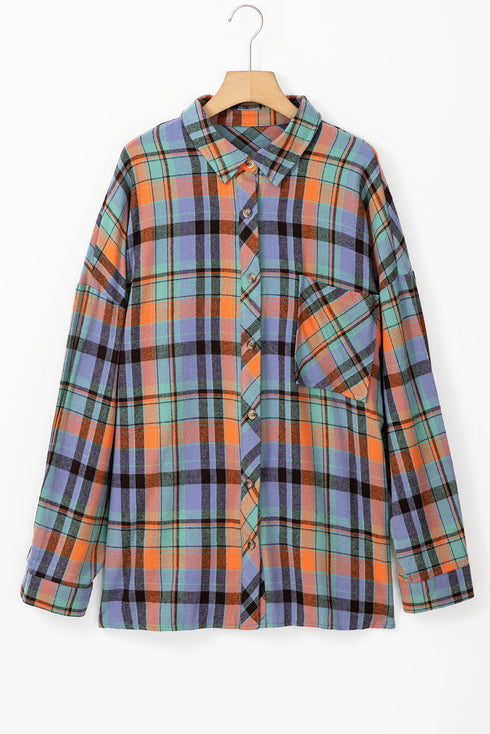 Casual Plaid Print Cotton Button Up Shirt