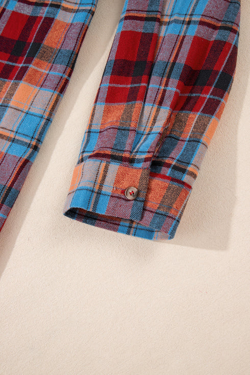 Casual Plaid Print Cotton Button Up Shirt