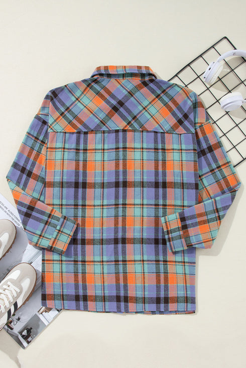 Casual Plaid Print Cotton Button Up Shirt
