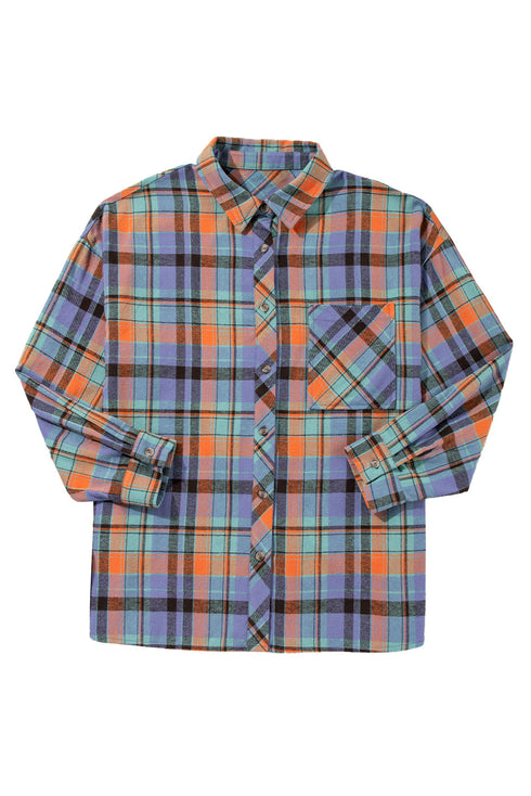 Casual Plaid Print Cotton Button Up Shirt