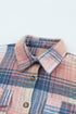 Casual Plaid Print Flap Pocket Button Down Shacket