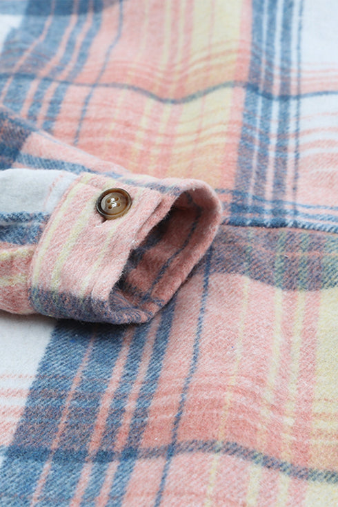 Casual Plaid Print Flap Pocket Button Down Shacket