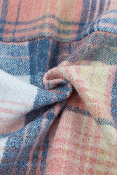 Casual Plaid Print Flap Pocket Button Down Shacket