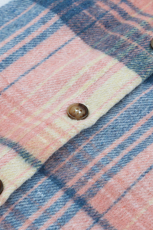 Casual Plaid Print Flap Pocket Button Down Shacket