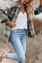 Casual Plaid Print Flap Pocket Button Down Shacket