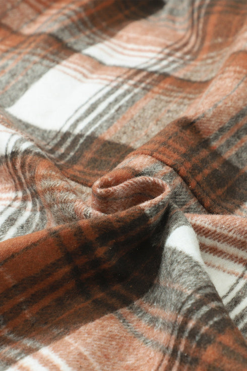 Casual Plaid Print Flap Pocket Button Down Shacket