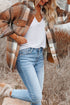 Casual Plaid Print Flap Pocket Button Down Shacket