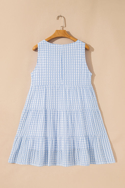 Casual Plaid Tiered Sleeveless A Line Mini Dresses
