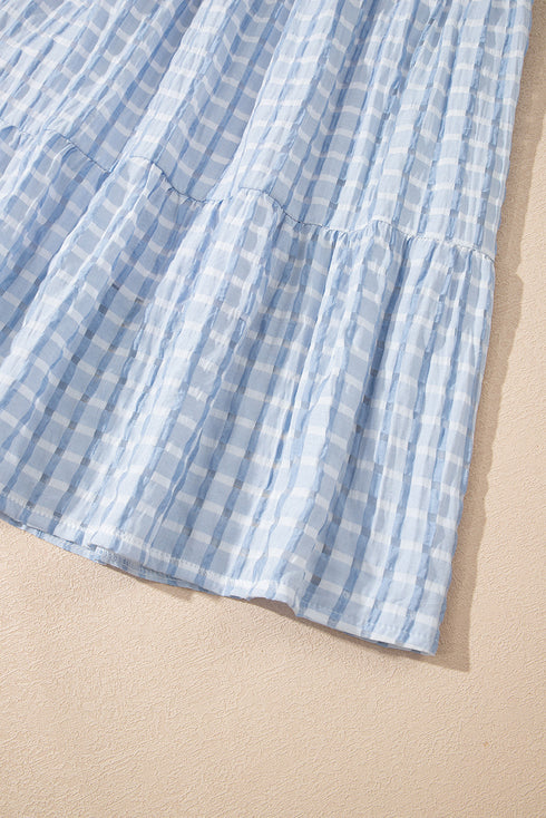Casual Plaid Tiered Sleeveless A Line Mini Dresses