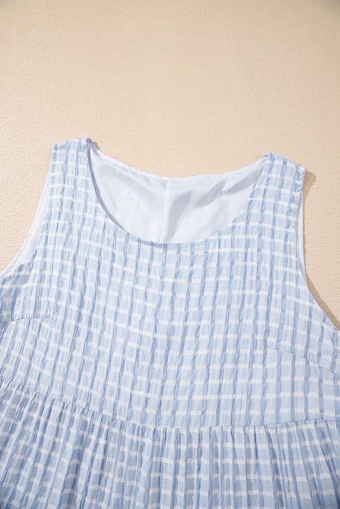 Casual Plaid Tiered Sleeveless A Line Mini Dresses