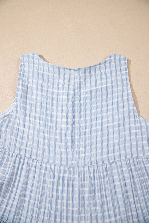 Casual Plaid Tiered Sleeveless A Line Mini Dresses