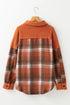 Casual Print Buttoned Flap Pocket Plaid Shacket