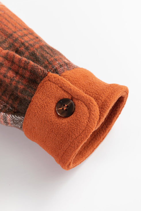 Casual Print Buttoned Flap Pocket Plaid Shacket