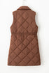 Casual Quilted Longline Stand Collar Puffer Vest