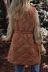 Casual Quilted Longline Stand Collar Puffer Vest