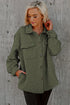Casual Quilted Solid Button Front Flap Pocket Jacket