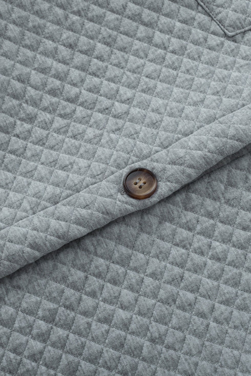 Casual Quilted Solid Button Front Flap Pocket Jacket