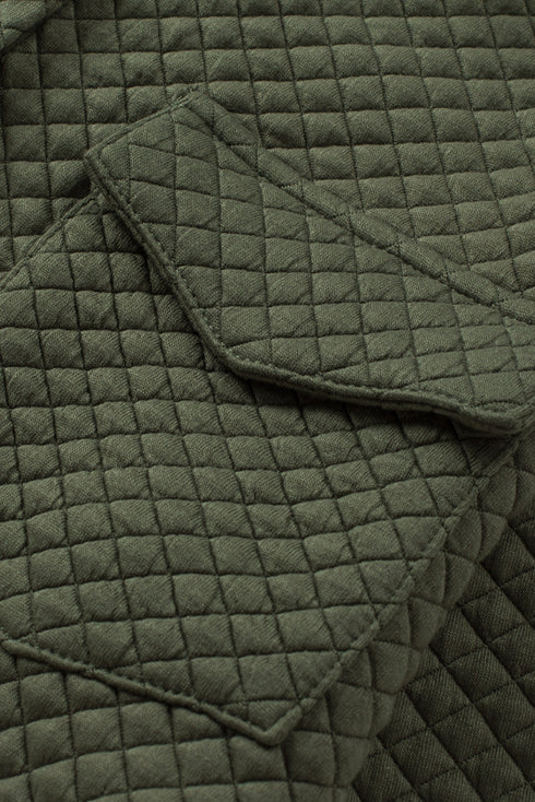 Casual Quilted Solid Button Front Flap Pocket Jacket