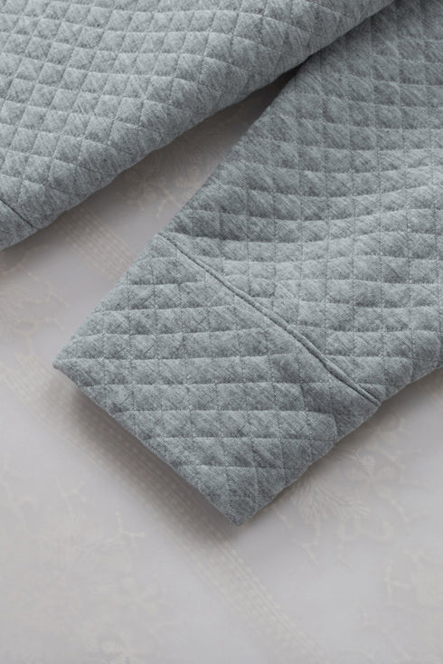 Casual Quilted Solid Button Front Flap Pocket Jacket