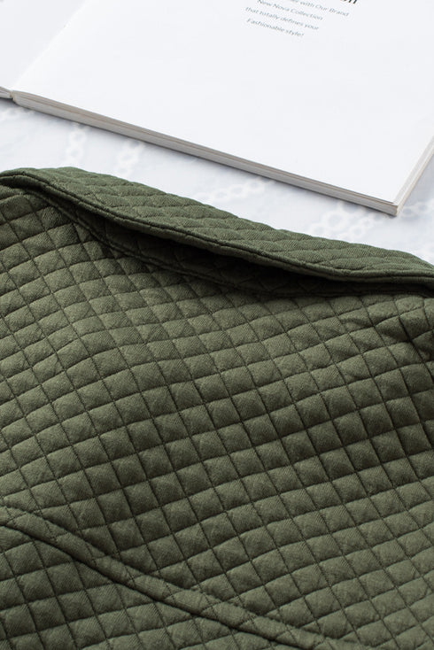 Casual Quilted Solid Button Front Flap Pocket Jacket