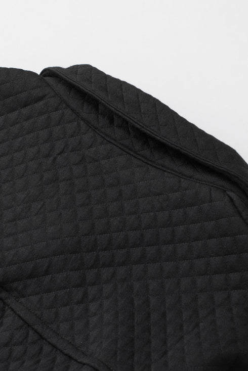 Casual Quilted Solid Button Front Flap Pocket Jacket