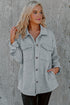 Casual Quilted Solid Button Front Flap Pocket Jacket
