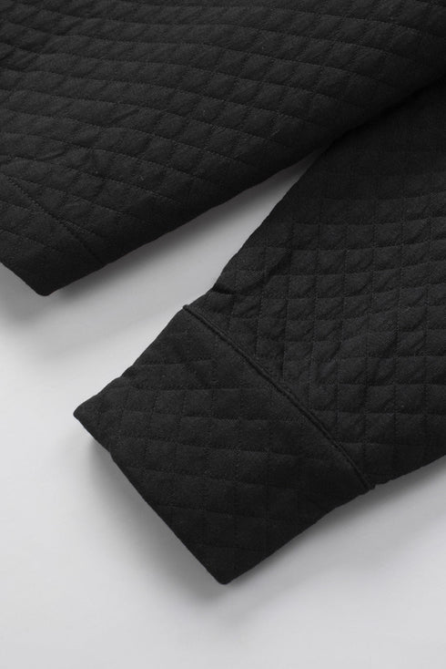 Casual Quilted Solid Button Front Flap Pocket Jacket